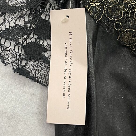 BCBG Mini Dress Womens Size 6 Strapless Metallic Faux Leather Lace Peplum NEW - Picture 4 of 14